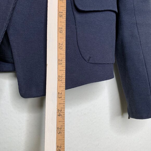 Zara Basic Schoolboy Blazer Knit Navy Blue Womens Sz M Zip Cuffs Single Button - Picture 8 of 10